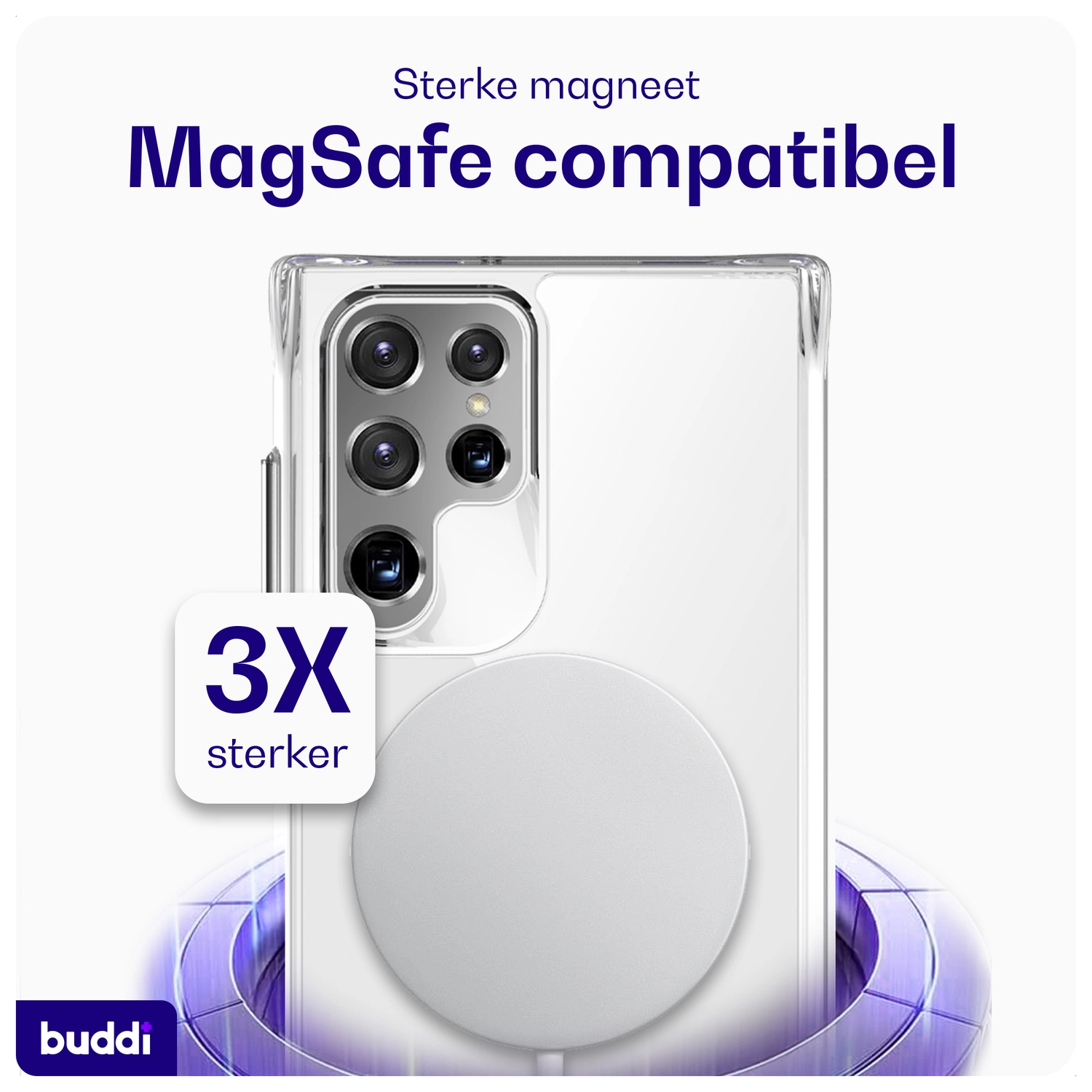 Buddi Core Samsung Galaxy S22 Ultra Hoesje MagSafe Back Cover Transparant afbeelding 3