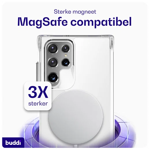 Buddi Core Samsung Galaxy S22 Ultra Hoesje MagSafe Back Cover Transparant afbeelding 3