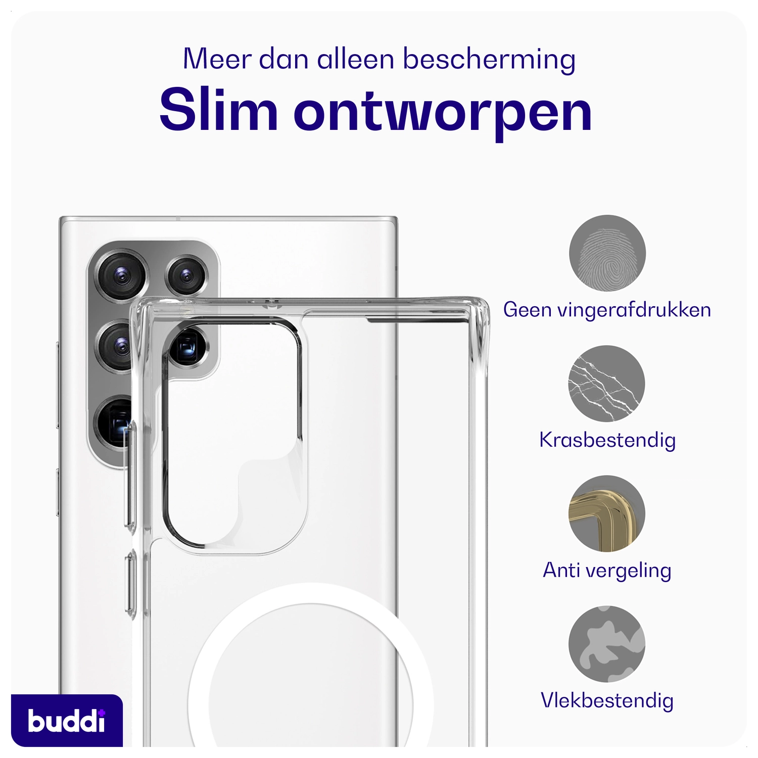 Buddi Core Samsung Galaxy S22 Ultra Hoesje MagSafe Back Cover Transparant afbeelding 6