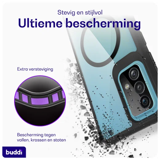 Buddi Hybrid Samsung Galaxy A52 / A52S Hoesje MagSafe Transparant Zwart afbeelding 2