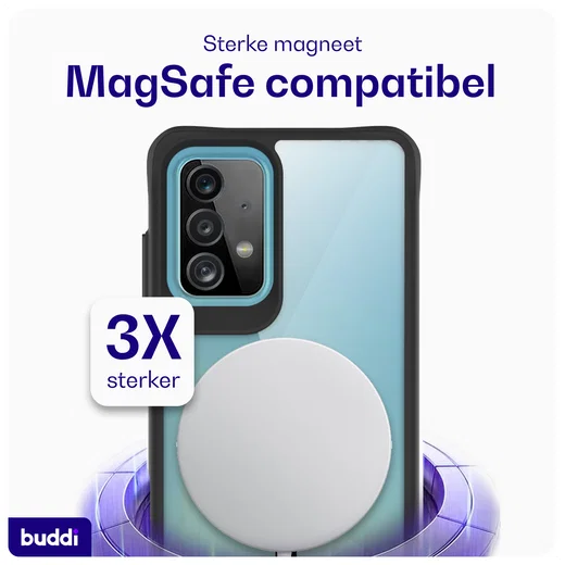 Buddi Hybrid Samsung Galaxy A52 / A52S Hoesje MagSafe Transparant Zwart afbeelding 3