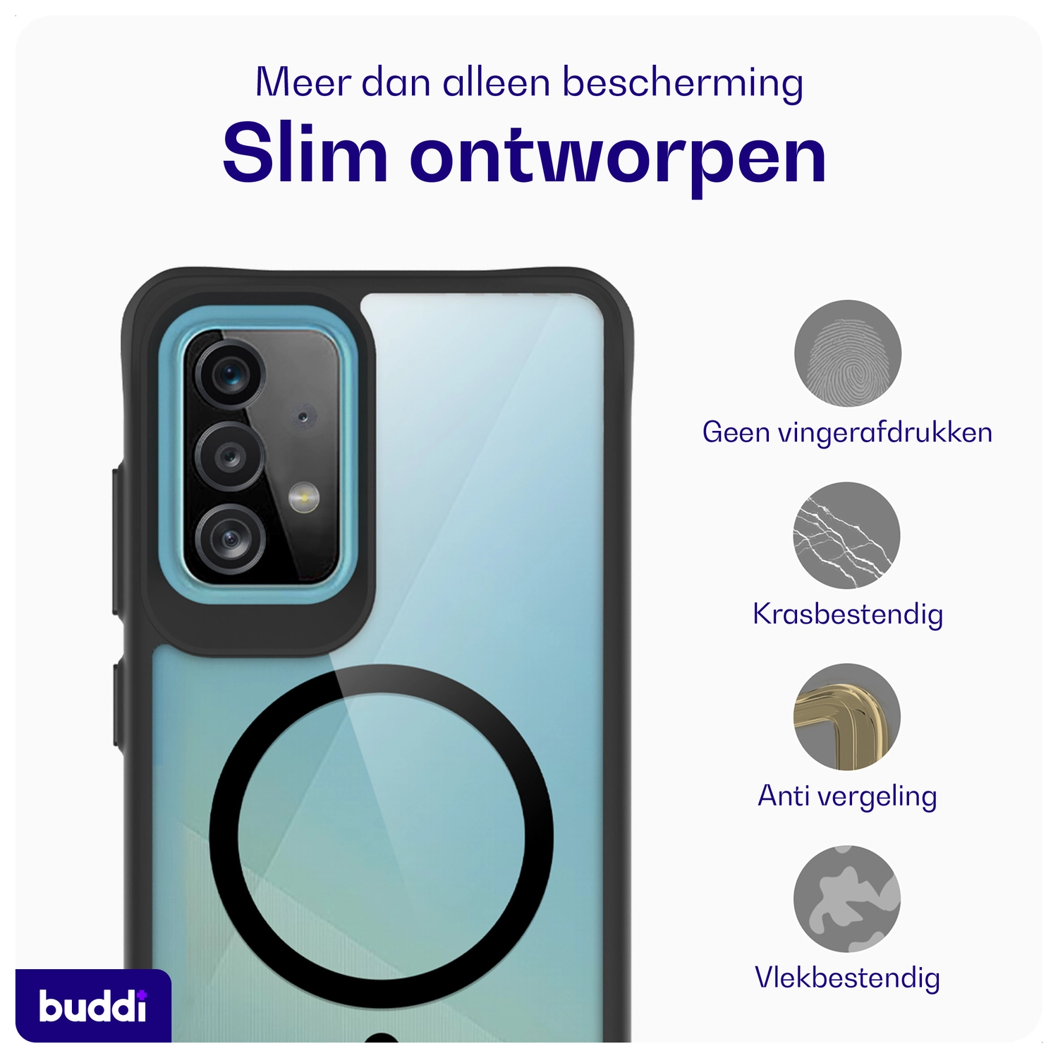Buddi Hybrid Samsung Galaxy A52 / A52S Hoesje MagSafe Transparant Zwart afbeelding 6
