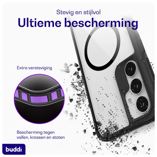 Buddi Hybrid Samsung Galaxy A35 Hoesje MagSafe Back Cover Transparant Zwart afbeelding 2