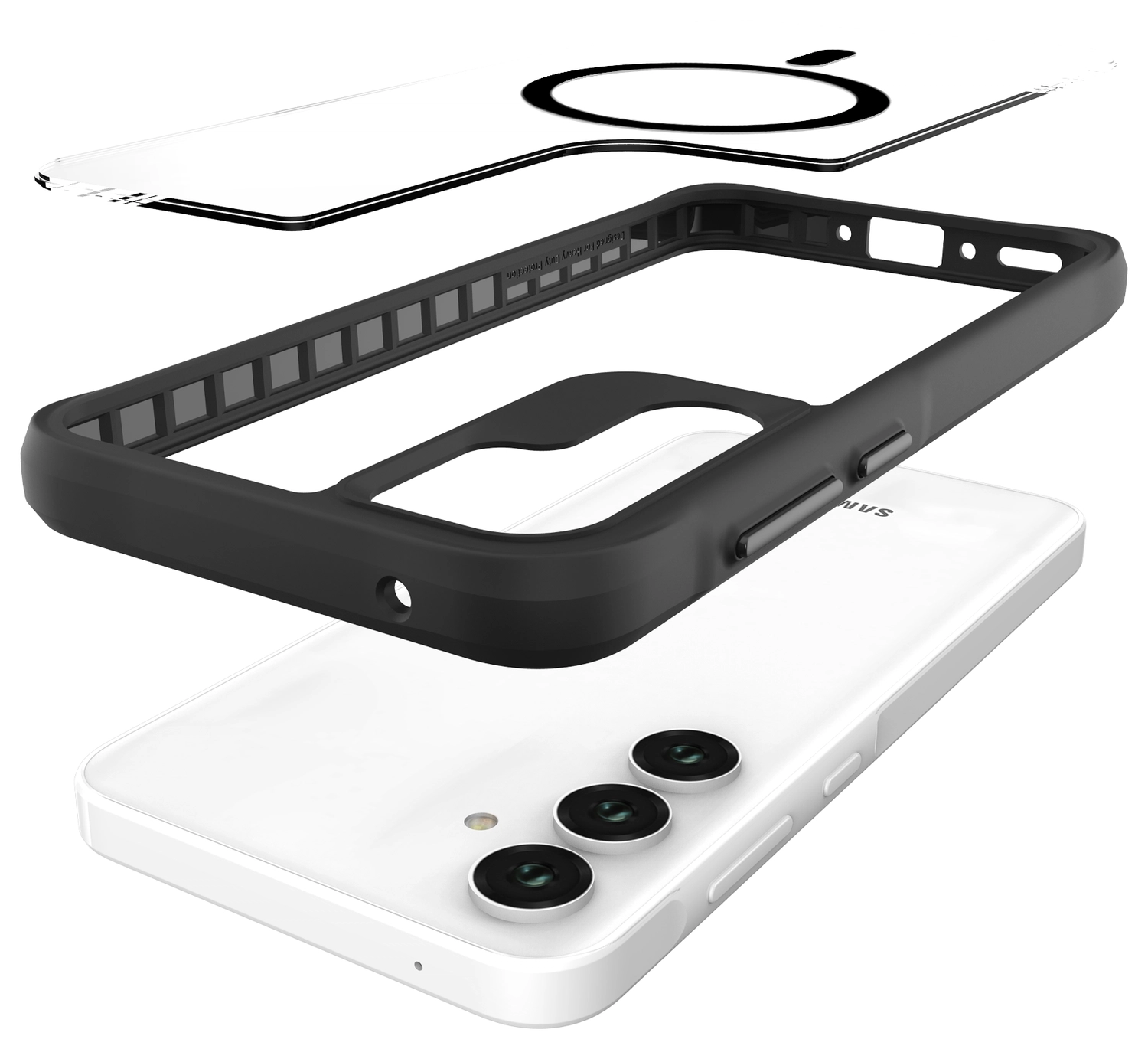 Buddi Hybrid Samsung Galaxy A35 Hoesje MagSafe Back Cover Transparant Zwart afbeelding 8