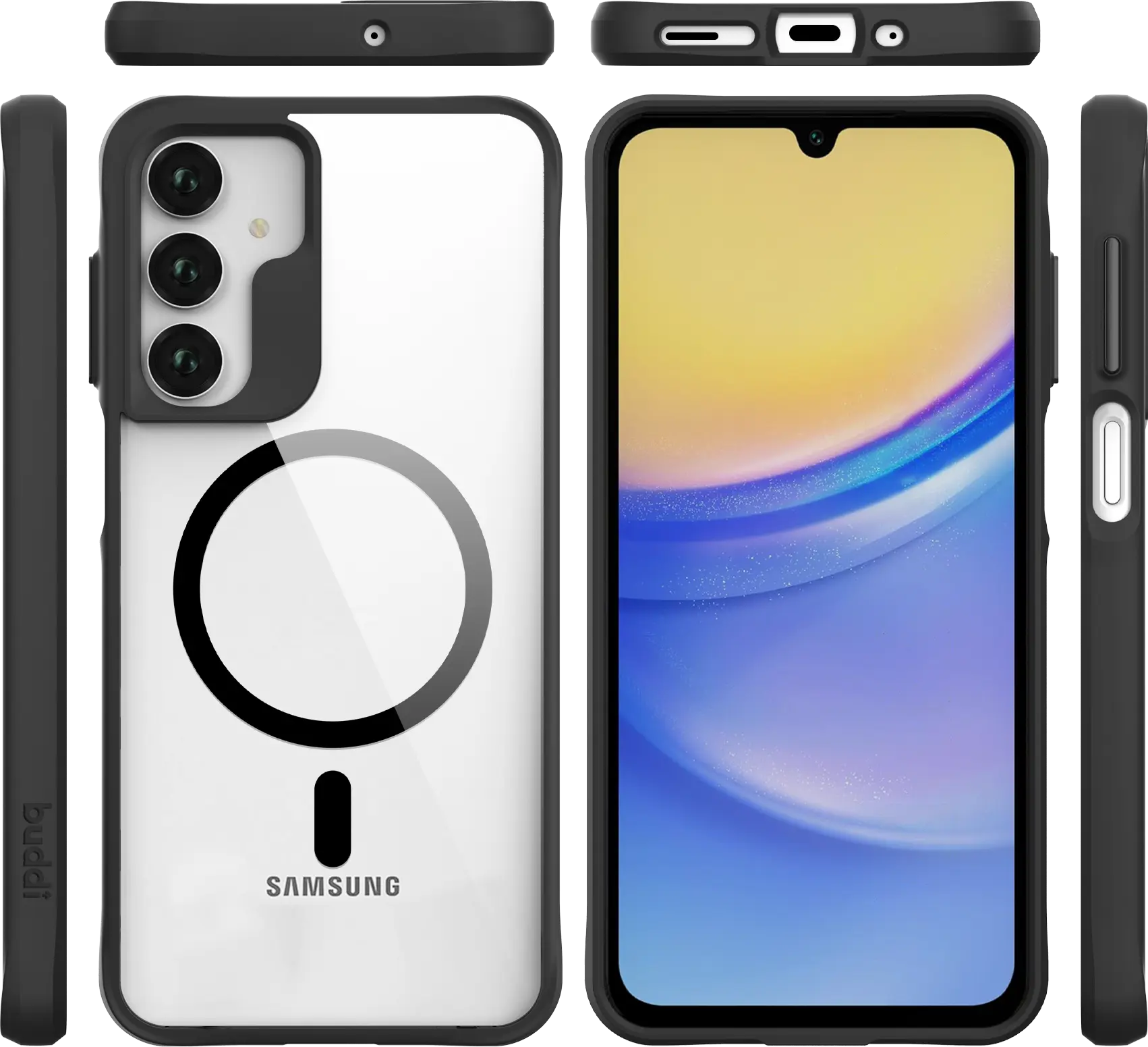 Buddi Hybrid Samsung Galaxy A17 Hoesje MagSafe Back Cover Transparant Zwart afbeelding 9
