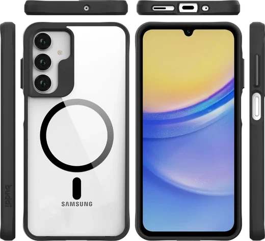 Buddi Hybrid Samsung Galaxy A17 Hoesje MagSafe Back Cover Transparant Zwart afbeelding 9
