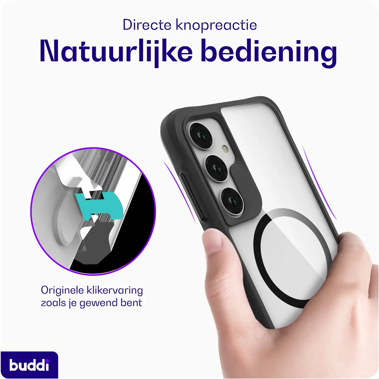 Buddi Hybrid Samsung Galaxy A17 Hoesje MagSafe Back Cover Transparant Zwart afbeelding 4