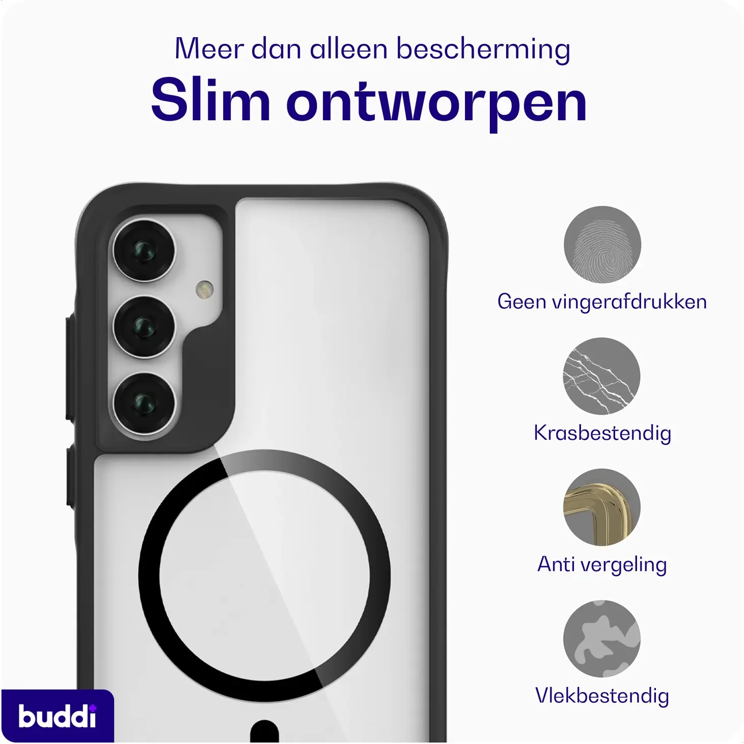 Buddi Hybrid Samsung Galaxy A17 Hoesje MagSafe Back Cover Transparant Zwart afbeelding 5