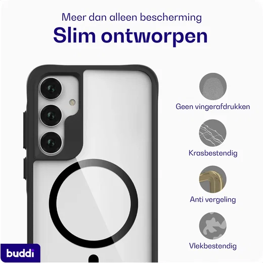 Buddi Hybrid Samsung Galaxy A17 Hoesje MagSafe Back Cover Transparant Zwart afbeelding 5