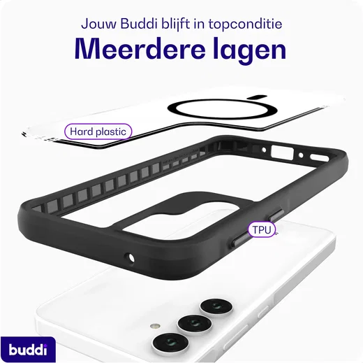 Buddi Hybrid Samsung Galaxy A17 Hoesje MagSafe Back Cover Transparant Zwart afbeelding 7