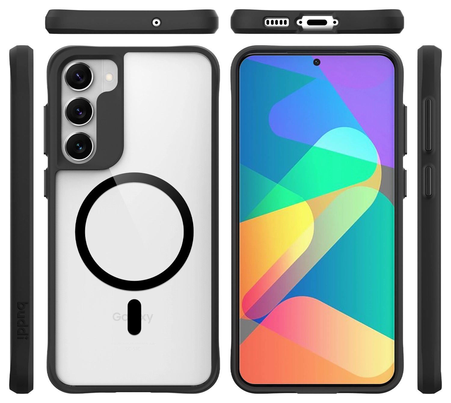 Buddi Hybrid Samsung Galaxy S23 Plus Hoesje MagSafe Back Cover Transparant Zwart afbeelding 10