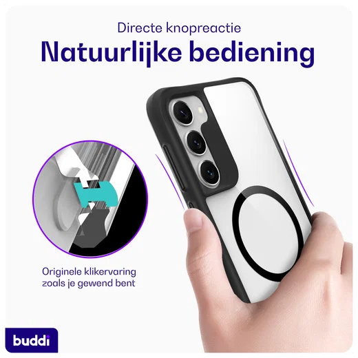 Buddi Hybrid Samsung Galaxy S23 Plus Hoesje MagSafe Back Cover Transparant Zwart afbeelding 4