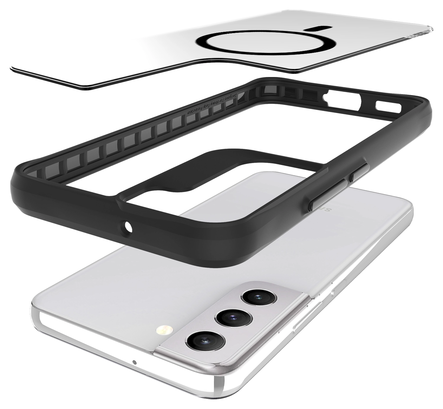 Buddi Hybrid Samsung Galaxy S22 Hoesje MagSafe Back Cover Transparant Zwart afbeelding 10