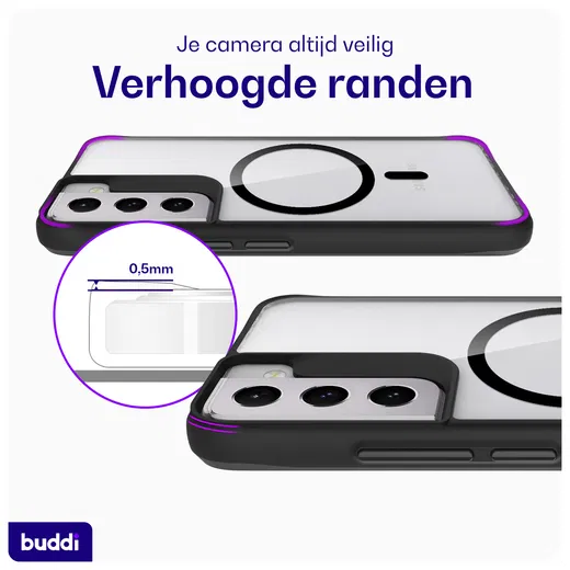 Buddi Hybrid Samsung Galaxy S22 Hoesje MagSafe Back Cover Transparant Zwart afbeelding 6