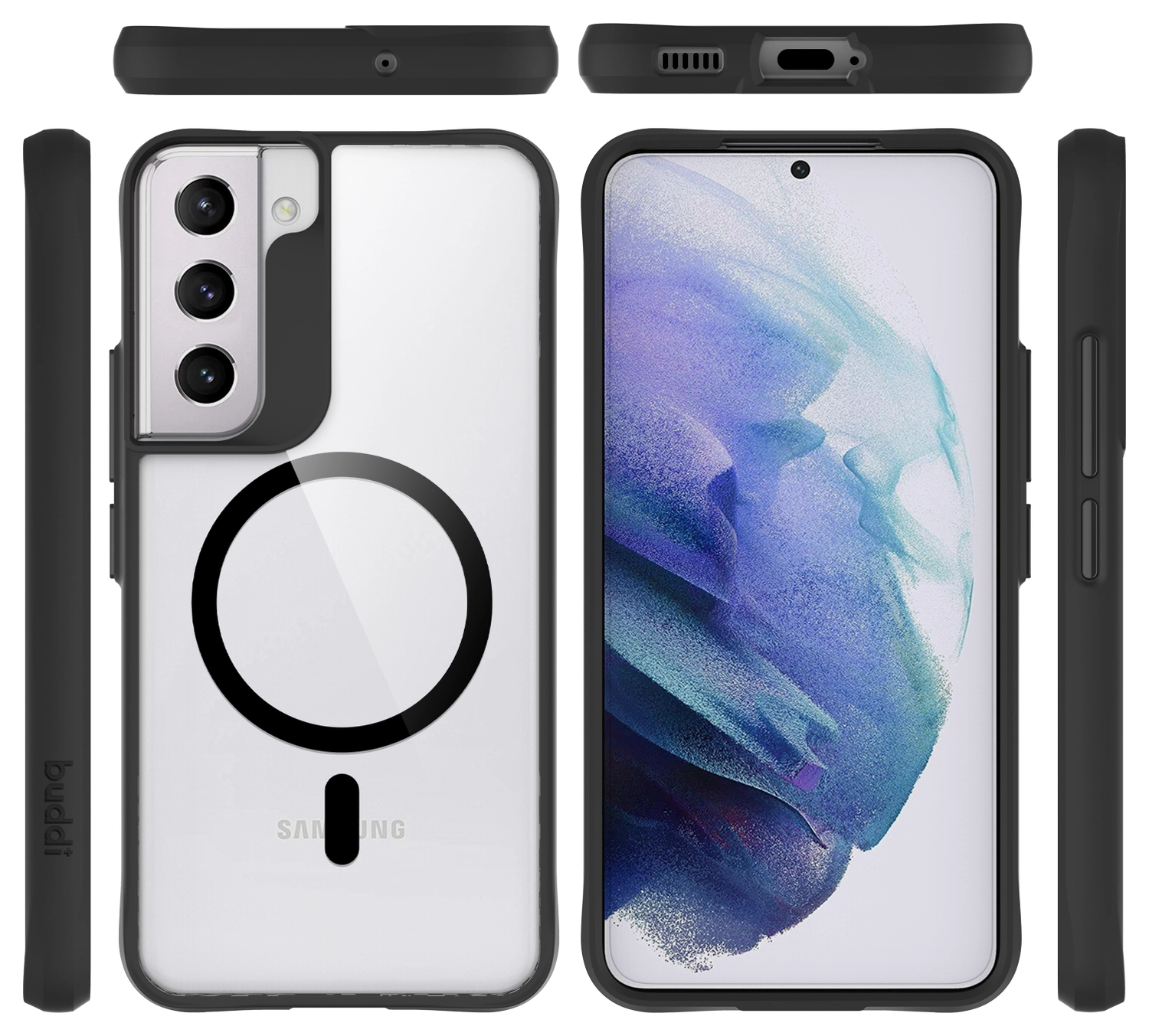 Buddi Hybrid Samsung Galaxy S22 Plus Hoesje MagSafe Back Cover Transparant Zwart afbeelding 9