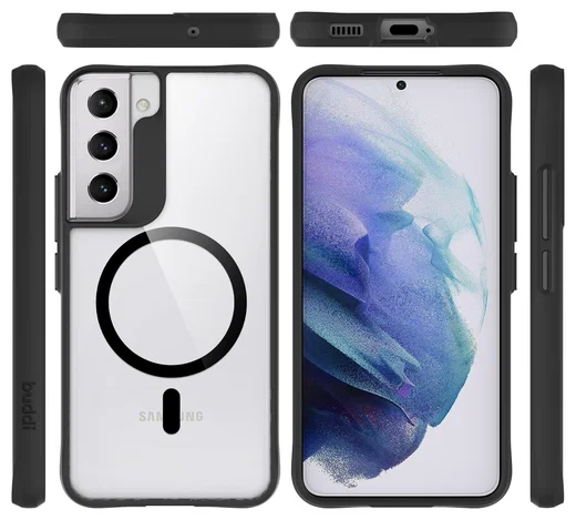 Buddi Hybrid Samsung Galaxy S22 Plus Hoesje MagSafe Back Cover Transparant Zwart afbeelding 9