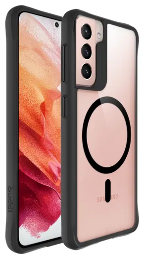 Buddi Hybrid Samsung Galaxy S21 Hoesje MagSafe Back Cover Transparant Zwart afbeelding 8