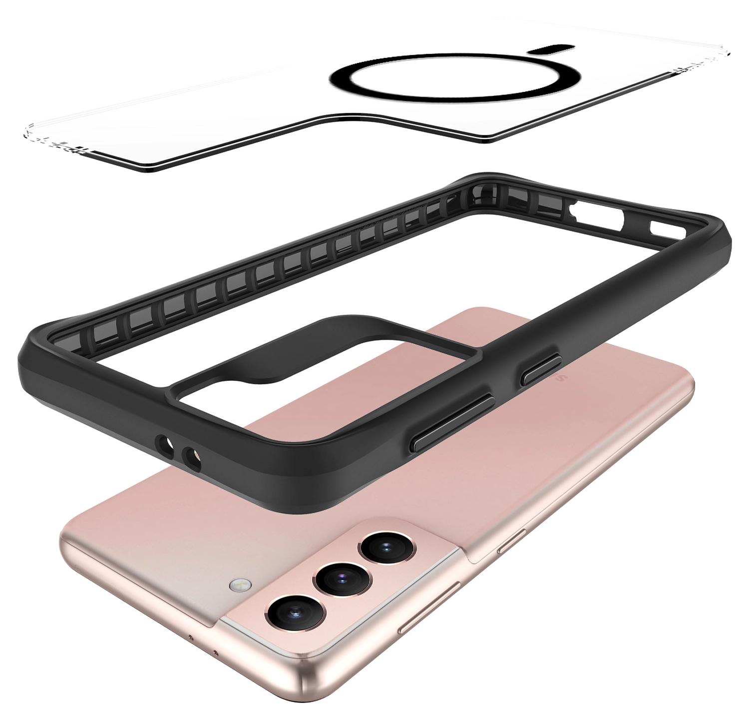 Buddi Hybrid Samsung Galaxy S21 Hoesje MagSafe Back Cover Transparant Zwart afbeelding 10