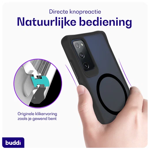 Buddi Hybrid Samsung Galaxy S20 FE Hoesje MagSafe Back Cover Transparant Zwart afbeelding 4