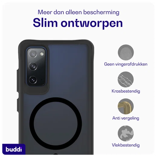 Buddi Hybrid Samsung Galaxy S20 FE Hoesje MagSafe Back Cover Transparant Zwart afbeelding 6