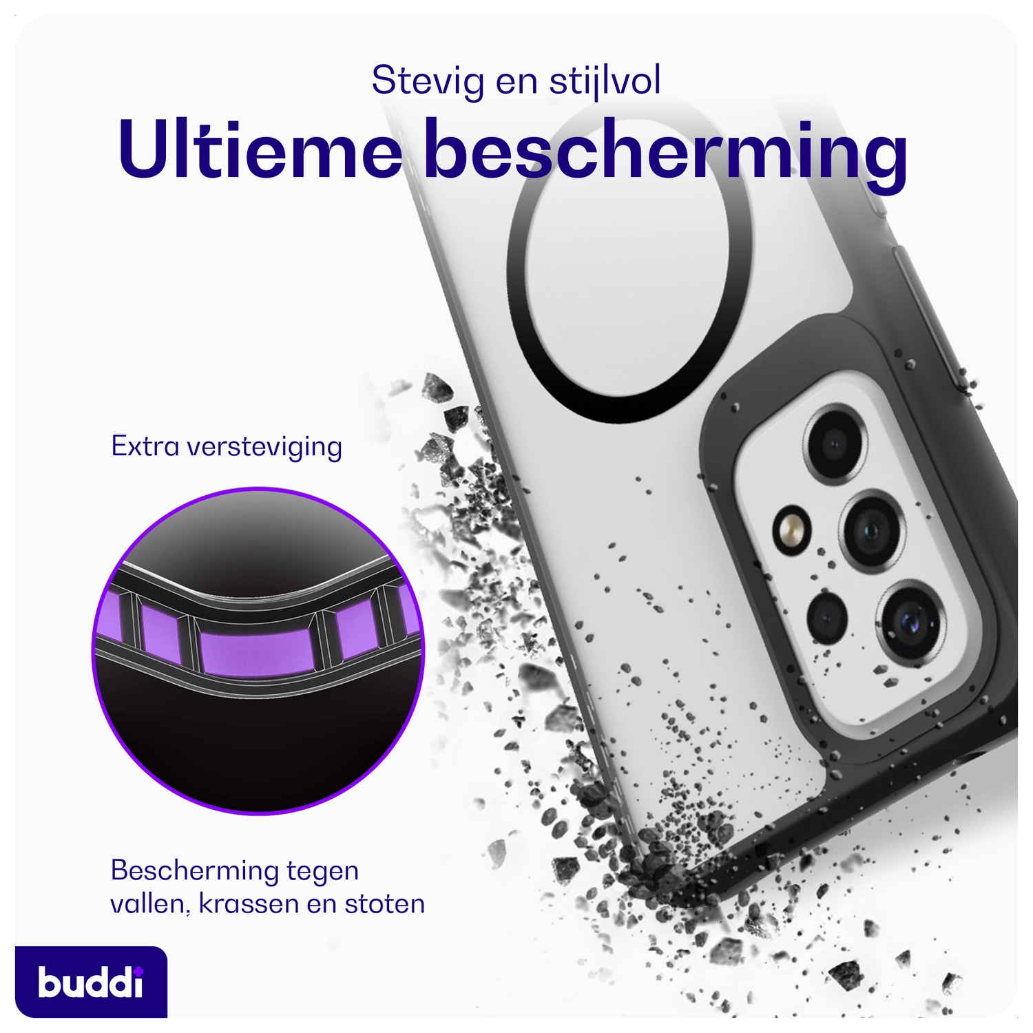 Buddi Hybrid Samsung Galaxy A53 Hoesje MagSafe Back Cover Matte Zwart afbeelding 2