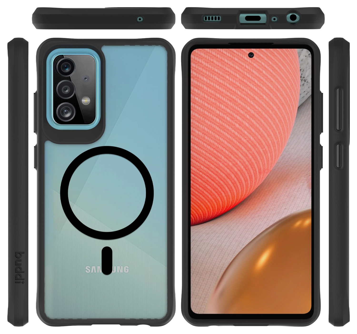 Buddi Hybrid Samsung Galaxy A52 / A52s Hoesje MagSafe Back Cover Matte Zwart afbeelding 9