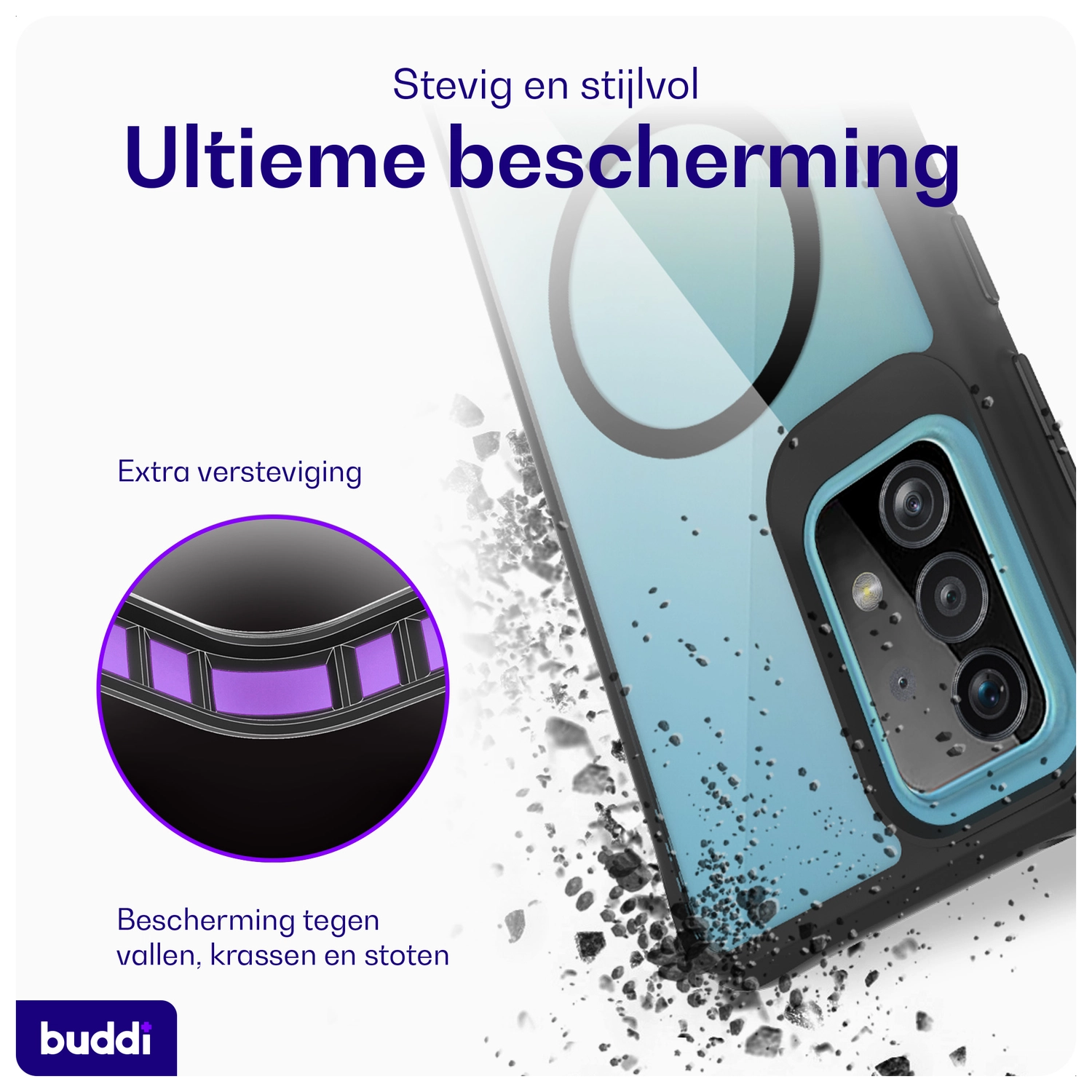 Buddi Hybrid Samsung Galaxy A52 / A52s Hoesje MagSafe Back Cover Matte Zwart afbeelding 2