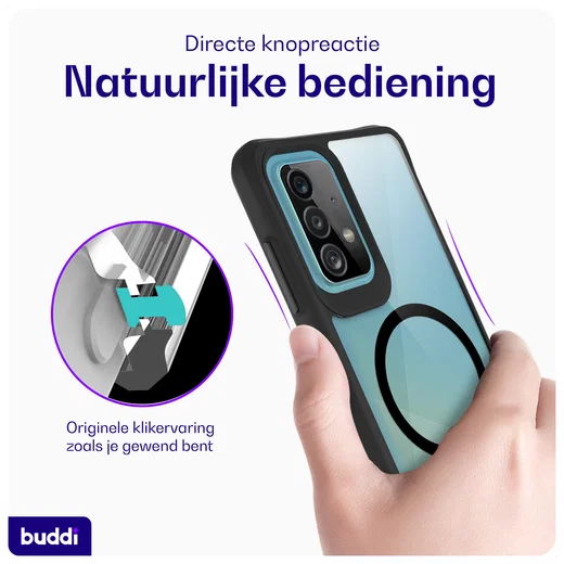 Buddi Hybrid Samsung Galaxy A52 / A52s Hoesje MagSafe Back Cover Matte Zwart afbeelding 4
