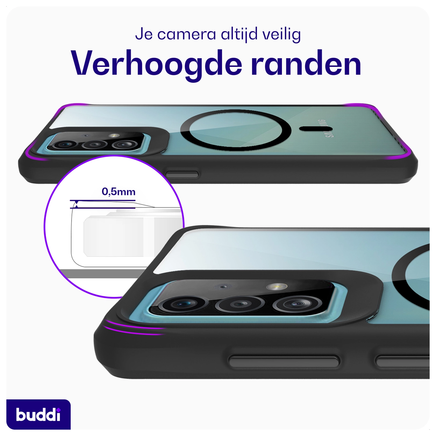 Buddi Hybrid Samsung Galaxy A52 / A52s Hoesje MagSafe Back Cover Matte Zwart afbeelding 5