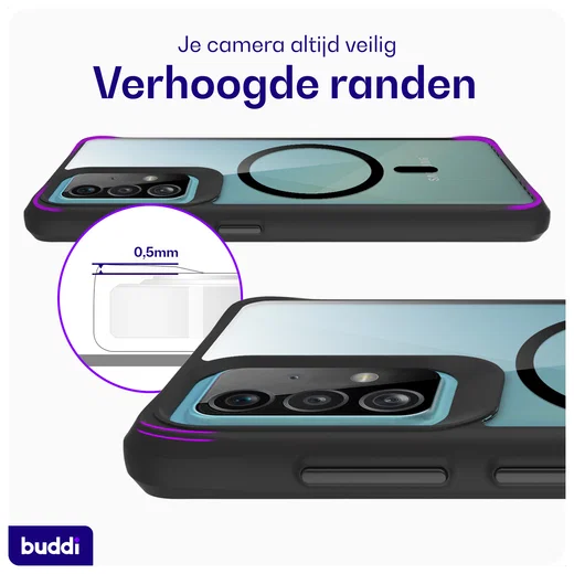 Buddi Hybrid Samsung Galaxy A52 / A52s Hoesje MagSafe Back Cover Matte Zwart afbeelding 5