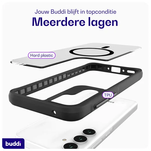 Buddi Hybrid Samsung Galaxy A35 Hoesje MagSafe Back Cover Matte Zwart afbeelding 7