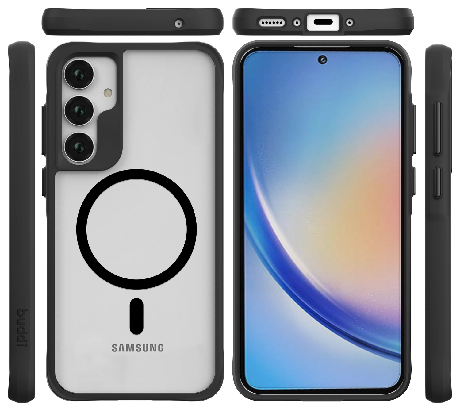 Buddi Hybrid Samsung Galaxy A35 Hoesje MagSafe Back Cover Matte Zwart afbeelding 10
