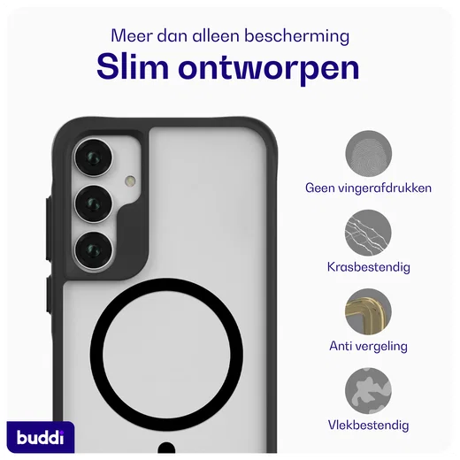 Buddi Hybrid Samsung Galaxy A35 Hoesje MagSafe Back Cover Matte Zwart afbeelding 6