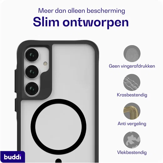 Buddi Hybrid Samsung Galaxy A17 Hoesje MagSafe Back Cover Matte Zwart afbeelding 6