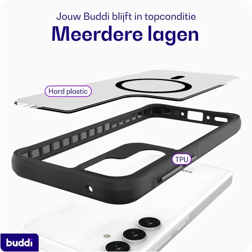Buddi Hybrid Samsung Galaxy A17 Hoesje MagSafe Back Cover Matte Zwart afbeelding 7
