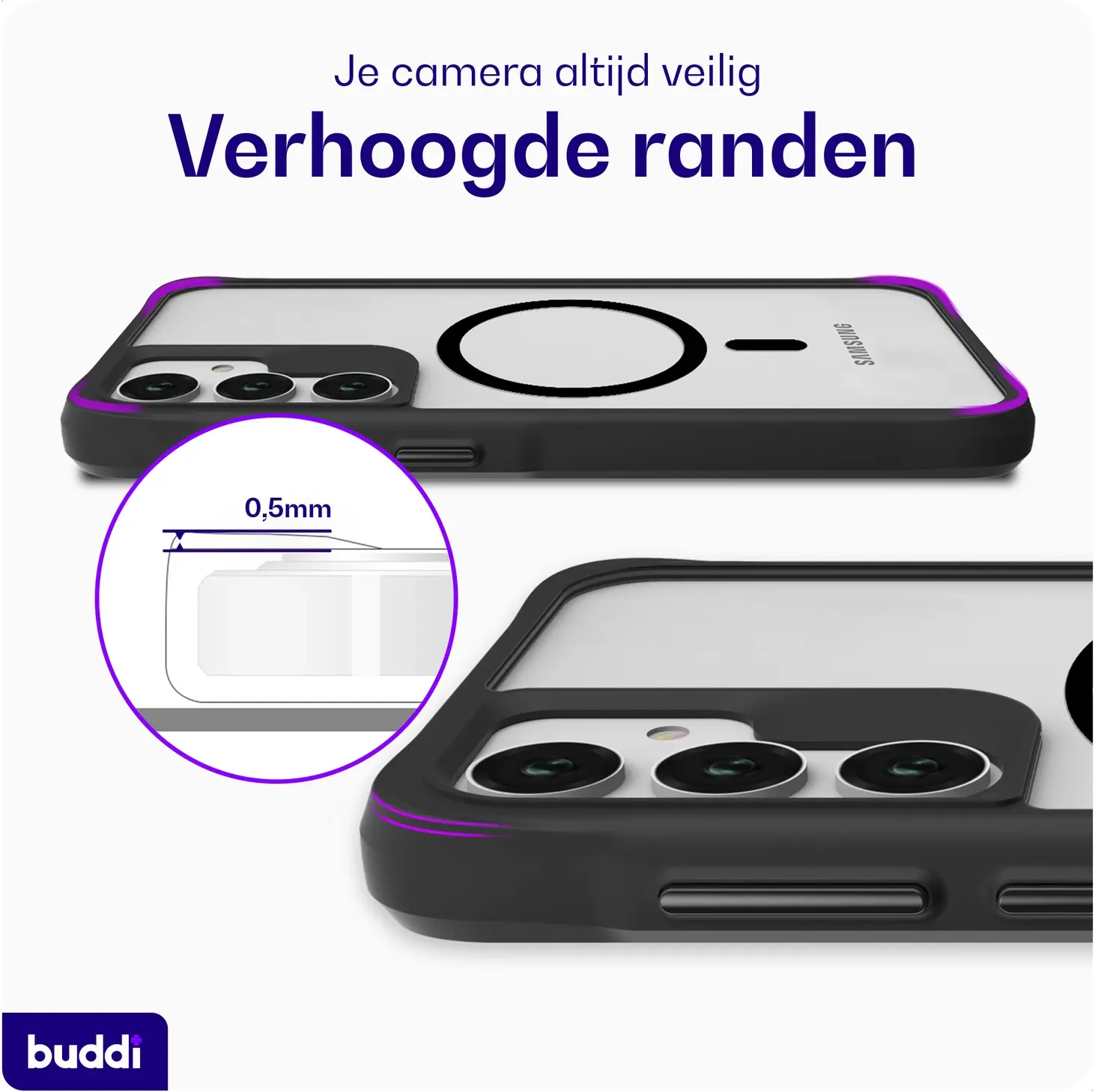 Buddi Hybrid Samsung Galaxy A17 Hoesje MagSafe Back Cover Matte Zwart afbeelding 5