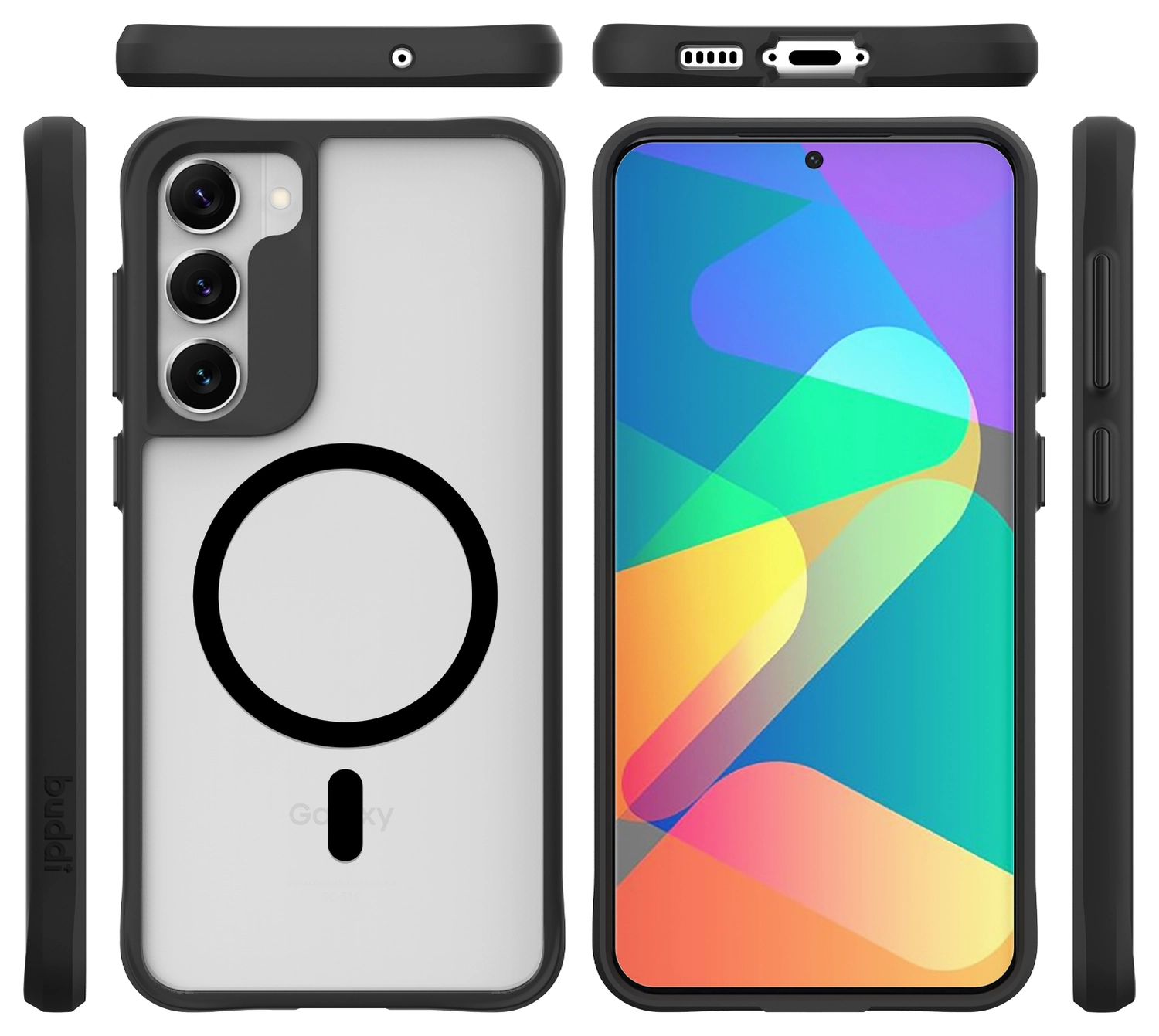 Buddi Hybrid Samsung Galaxy S23 Hoesje MagSafe Back Cover Matte Zwart afbeelding 9