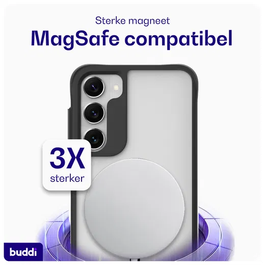Buddi Hybrid Samsung Galaxy S23 Hoesje MagSafe Back Cover Matte Zwart afbeelding 3