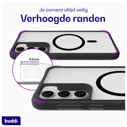 Buddi Hybrid Samsung Galaxy S23 Hoesje MagSafe Back Cover Matte Zwart afbeelding 5