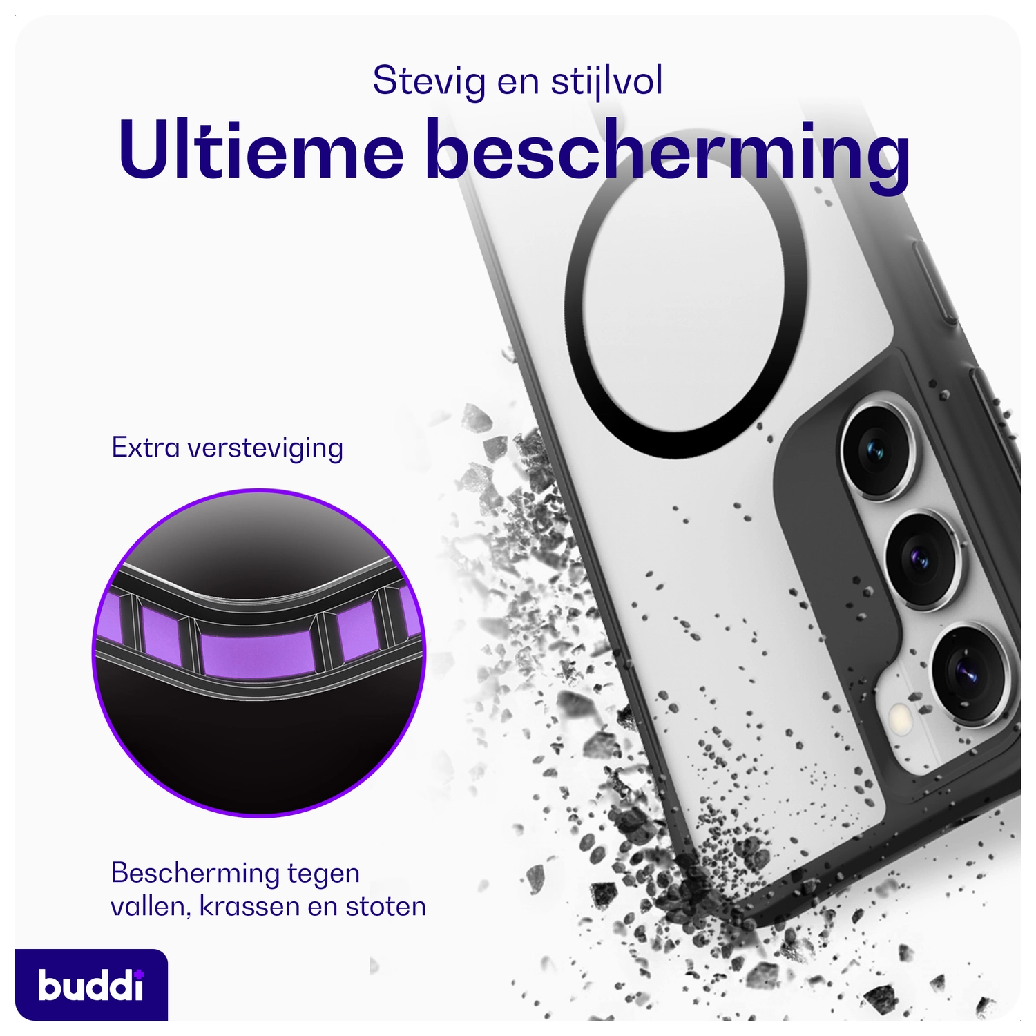 Buddi Hybrid Samsung Galaxy S23 Plus Hoesje MagSafe Back Cover Matte Zwart afbeelding 2