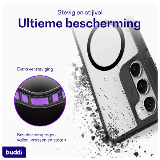 Buddi Hybrid Samsung Galaxy S23 Plus Hoesje MagSafe Back Cover Matte Zwart afbeelding 2