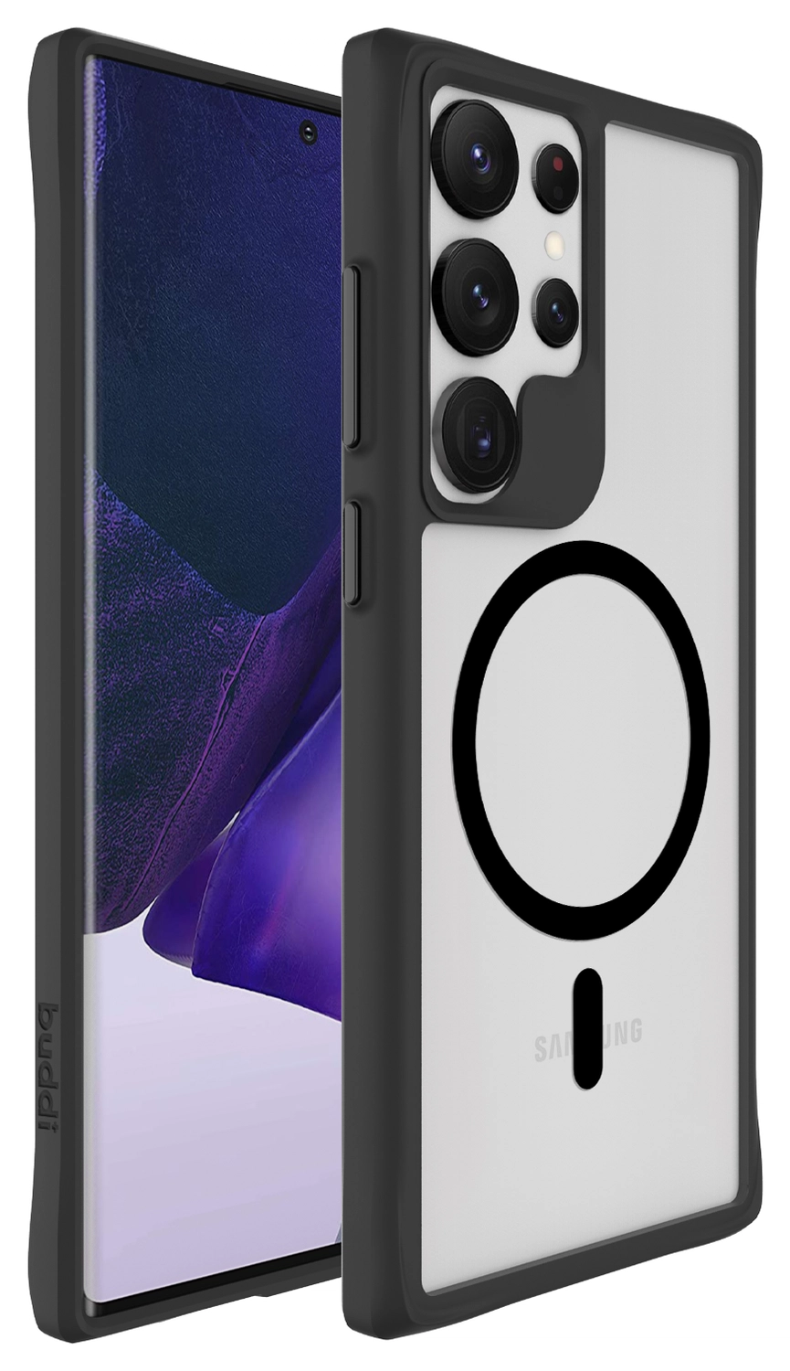 Buddi Hybrid Samsung Galaxy S23 Ultra Hoesje MagSafe Back Cover Matte Zwart afbeelding 8