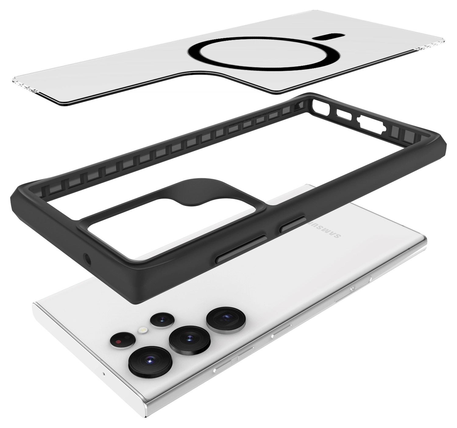 Buddi Hybrid Samsung Galaxy S23 Ultra Hoesje MagSafe Back Cover Matte Zwart afbeelding 10