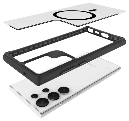 Buddi Hybrid Samsung Galaxy S23 Ultra Hoesje MagSafe Back Cover Matte Zwart afbeelding 10