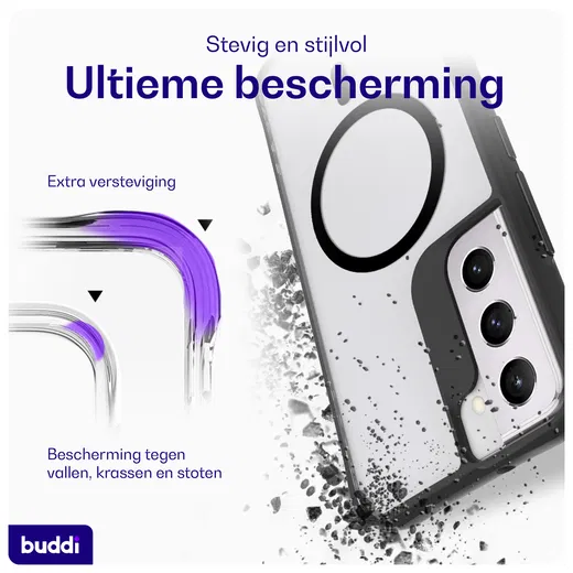 Buddi Hybrid Samsung Galaxy S22 Hoesje MagSafe Back Cover Matte Zwart afbeelding 2