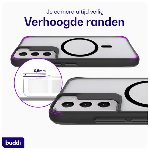 Buddi Hybrid Samsung Galaxy S22 Plus Hoesje MagSafe Back Cover Matte Zwart afbeelding 5