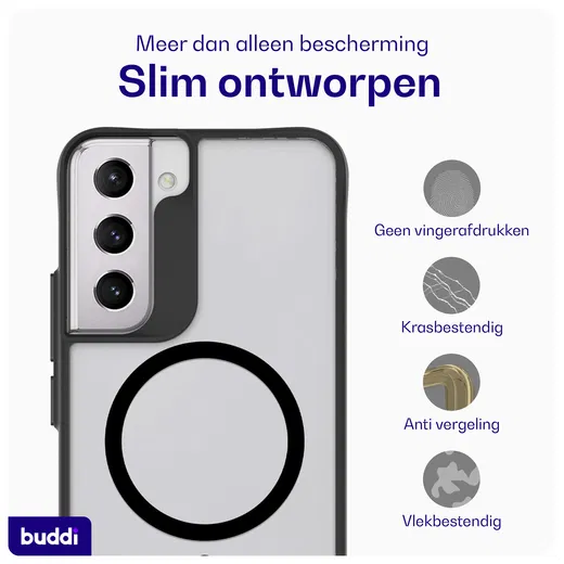 Buddi Hybrid Samsung Galaxy S22 Plus Hoesje MagSafe Back Cover Matte Zwart afbeelding 6