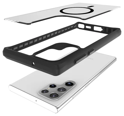 Buddi Hybrid Samsung Galaxy S22 Ultra Hoesje MagSafe Matte Zwart afbeelding 10