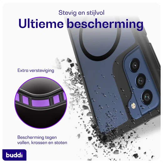 Buddi Hybrid Samsung Galaxy S21 FE Hoesje MagSafe Back Cover Matte Zwart afbeelding 2