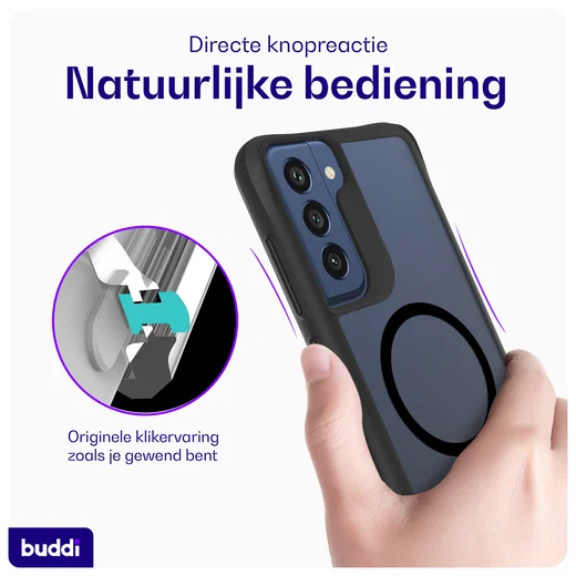 Buddi Hybrid Samsung Galaxy S21 FE Hoesje MagSafe Back Cover Matte Zwart afbeelding 4